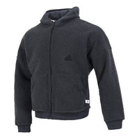 Men's adidas New Polar Fz Solid Color Reversible Athleisure Casual Sports Hooded Jacket Gray HG2076