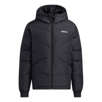 adidas neo M Dwn Cb St Jkt Back Large Logo Sports hooded down Jacket Black H45264