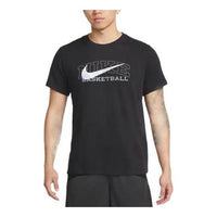 Men's Nike Solid Color Large Logo Printing Round Neck Pullover Short Sleeve Black T-Shirt DR7643-010