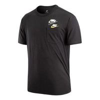 Men's Nike As Nsw Tee Prem Pocket Casual Breathable Round Neck Logo Solid Color Short Sleeve Black T-Shirt DV3316-010