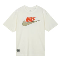 Men's Nike Multi-Color Printing Logo Round Neck Short Sleeve White T-Shirt DV5622-902