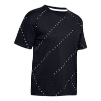 (WMNS) Under Armour Logo Live Training Sports Printing Short Sleeve Black 1355708-001