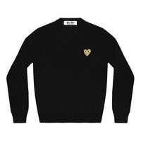 (WMNS) COMME des GARCONS PLAY V-Neck Pullover Gold Emblem 'Black' AZ-N047-051-1