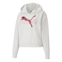 (WMNS) PUMA Modern Sports Hoodie 'White Burgundy' 585288-05