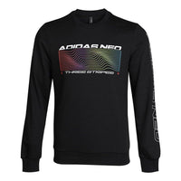 adidas neo Round Neck Alphabet Knit Pullover Black GM2306