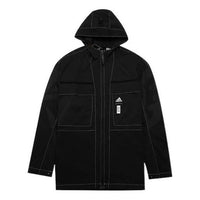 adidas Solid Color Full-Zip Hooded Jacket Black HI6863