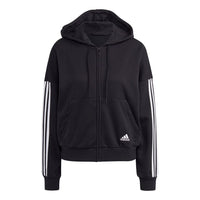 (WMNS) adidas Essentials Cut 3-Stripes Full-Zip Hoodie Asia Sizing 'Black White' GL1462
