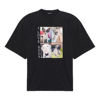 Balenciaga SS21 Printing Retro Short Sleeve Black 641614TJVH11000