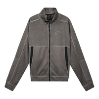 Nike Sportswear Embroidered Logo Knit Sports Jacket Gray DA7177-010