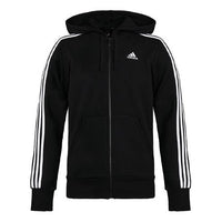 adidas 3-Stripes Fleece Hoodie 'Black White' B47368