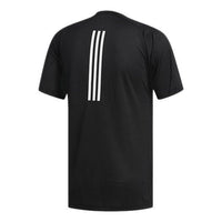 adidas Sports Training 3-Stripes Round Neck Short Sleeve 'Black Cloud White' DX9505