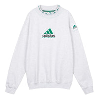 Men's adidas originals Eqt Logo Embroidered Sports Round Neck Pullover Gray HG8094