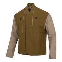 Men's adidas Splicing Contrasting Colors Athleisure Casual Sports Jacket Olive H39339