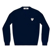 (WMNS) COMME des GARCONS PLAY V-Neck Pullover White Emblem 'Navy' AZ-N059-051-2