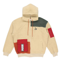 PUMA Retro Block Sherpa Full-Zip Hoodie 'Beige Red Green' 530711-12