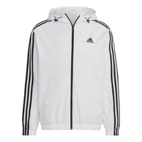 adidas Essentials 3-Stripes Woven Windbreaker 'White Black' IB0386
