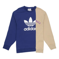Men's adidas originals Mr Crew Logo Printing Colorblock Irregular Round Neck Pullover Autumn Blue HC0380