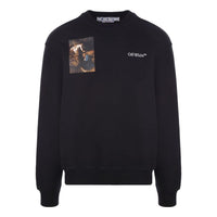 Men's Off-White SS22 Character Logo Printing Round Neck Long Sleeves Black OMBA057S22FLE0011001