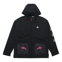 adidas CNY JKT Training Sports hooded Fleece Lined Jacket Black GP1821