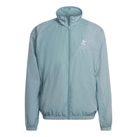 adidas originals Sports Splicing Solid Color Stand Collar Jacket Light Blue HC4511