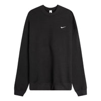 Nike Solo Swoosh Fleece Solid Color Logo Embroidered Long Sleeves Unisex Black CV0554-010