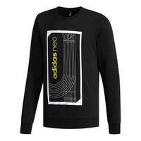 adidas neo M Fav Swt 1 Sports Running Printing Stripe Round Neck Pullover Black DM2186
