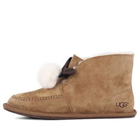 (WMNS) UGG Kallen Suede Moc Toe Pom Pom Slipper 'Chestnut' 1017541-CHE