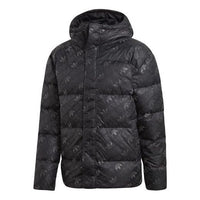 adidas originals H Jacket Down Reflective Printing protection against cold Stay Warm hooded down Jacket Black ED5841