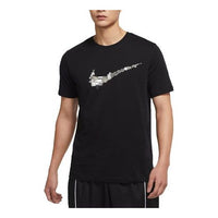 Nike Cartoon Pattern Large Logo Printing Round Neck Casual Short Sleeve Black DR1288-010