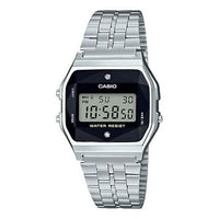 CASIO Classical Vintage Waterproof Black/ Unisex Mens Silver Digital A159WAD-1