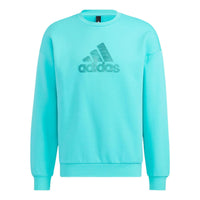 Men's adidas Logo Printing Pattern Pullover Round Neck Long Sleeves Blue HM2983