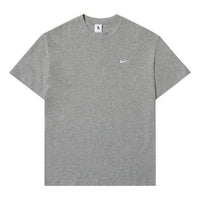 Nike Solo Swoosh Small Label Logo Solid Color Sports Round Neck Short Sleeve Gray CV0559-063