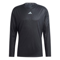 adidas Workout PU Print Long-Sleeve Top 'Black' HS7495
