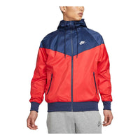 Nike Sportswear Windrunner Colorblock Sports Training hooded Woven Jacket Red DA0002-657
