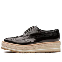 (WMNS) PRADA Brogue Trim Microsole Brushed Leather Shoes 'Black' 1E722E_055_F0002_F_D030