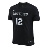 Nike Casual Alphabet Numeric Printing Round Neck Pullover Short Sleeve Memphis Gray Memphis Grizzlies Black DM0447-010
