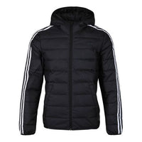 adidas neo Windproof Stay Warm Casual hooded Zipper Down Jacket Black GJ8784