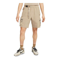 Men's Nike Sportswear Tech Pack Solid Color Logo Embroidered Side Elastic Waistband Shorts Khaki DQ4281-247