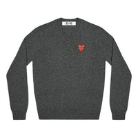 COMME des GARCONS PLAY V-Neck Pullover Red Emblem 'Grey' AZ-N074-051-2