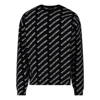 Balenciaga All Over Logo Crewneck Sweater 'Black White' 702952T32331070