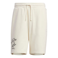 Men's adidas neo x . Crossover Cartoon Pattern Stripe Athleisure Casual Sports Shorts Beige HD7258
