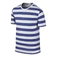 Men's Nike White Blue Stripe Printing Casual Sports Round Neck Short Sleeve White Blue T-Shirt 841545-100