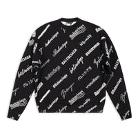 Balenciaga Allover Logo Print Crewneck Sweatshirt 'Black White' 724858T16651070