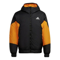 Men's adidas Colorblock Outdoor Sports Stay Warm Hooded With Down Feather Black Jacket GV5354
