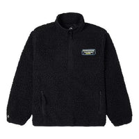 Men's Converse Logo Half Zipper lamb's wool Stand Collar Jacket Black 10023063-A01