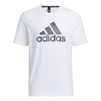 adidas Alphabet Logo Printing Sports Round Neck Short Sleeve White HE7425