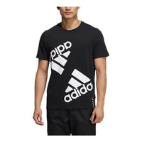 adidas Contrasting Colors Large Logo Printing Sports Gym Round Neck Short Sleeve Black HE7409