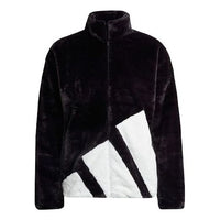 adidas Faux Fur Logo Jacket 'Black White' HI1199