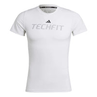 Men's adidas Logo Alphabet Printing Round Neck Short Sleeve White T-Shirt HZ9685