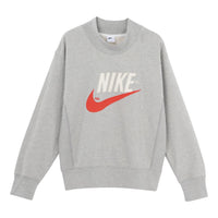 Nike Trend Capsule Series Logo Embroidered Sports Round Neck Pullover light grey DM5274-050